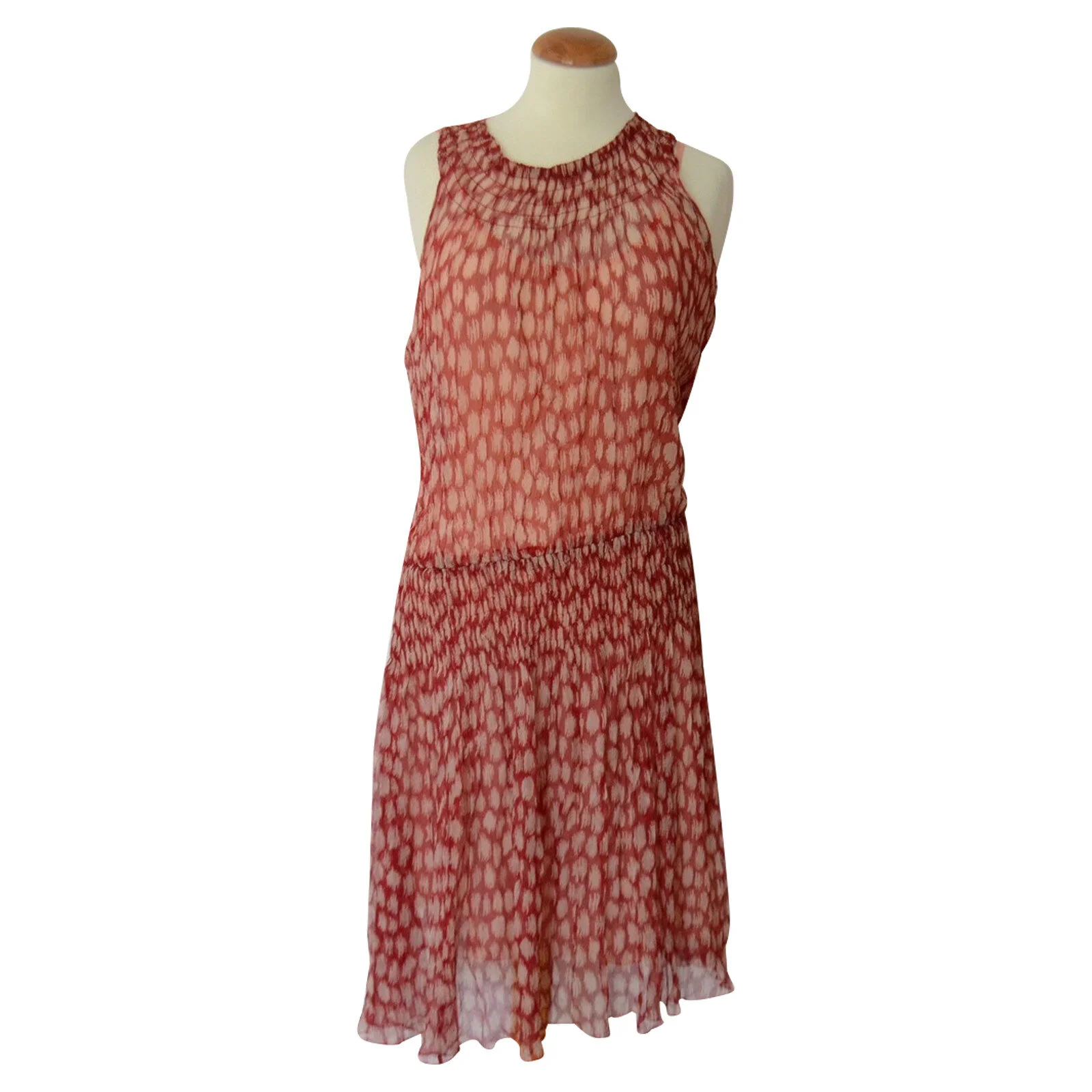 Strenesse Floral Silk Dress in Coral