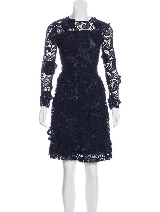 Prada Cotton Guipure Lace Midi Dress in Navy — UFO No More
