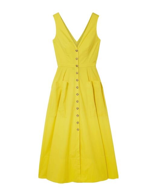 Saloni Zoe Cutout Poplin Midi Dress in Yellow — UFO No More