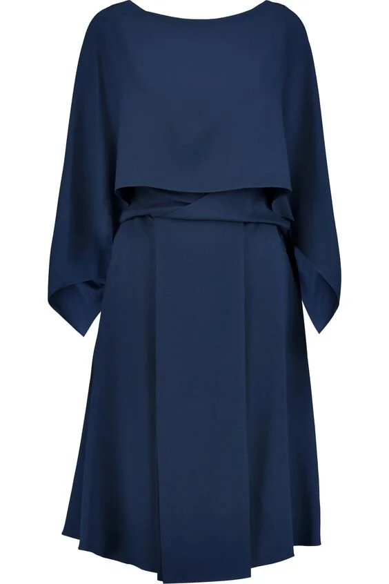 Vionnet Layered Crepe Dress in Blue