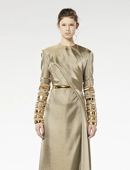 Claes Iversen Embellished Draped Knee-Length Dress