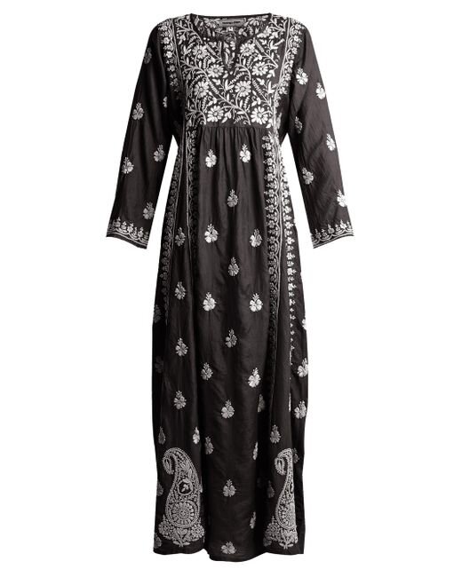 Muzungu Sisters Embroidered Silk Dress in Black:White.jpg