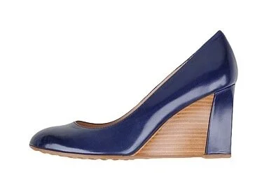 Tod's Zeppa Wedge Pumps in Navy Leather