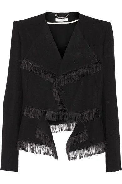 Chloé Fringed Jacquard Jacket in Black