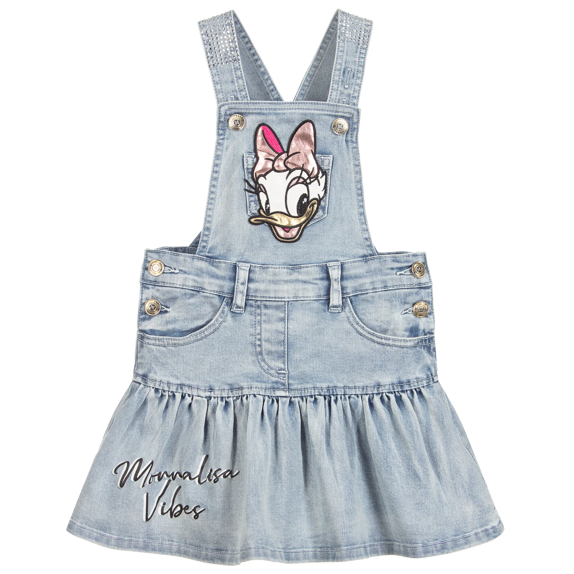 Monnalisa Daisy Duck Dress in Blue Denim