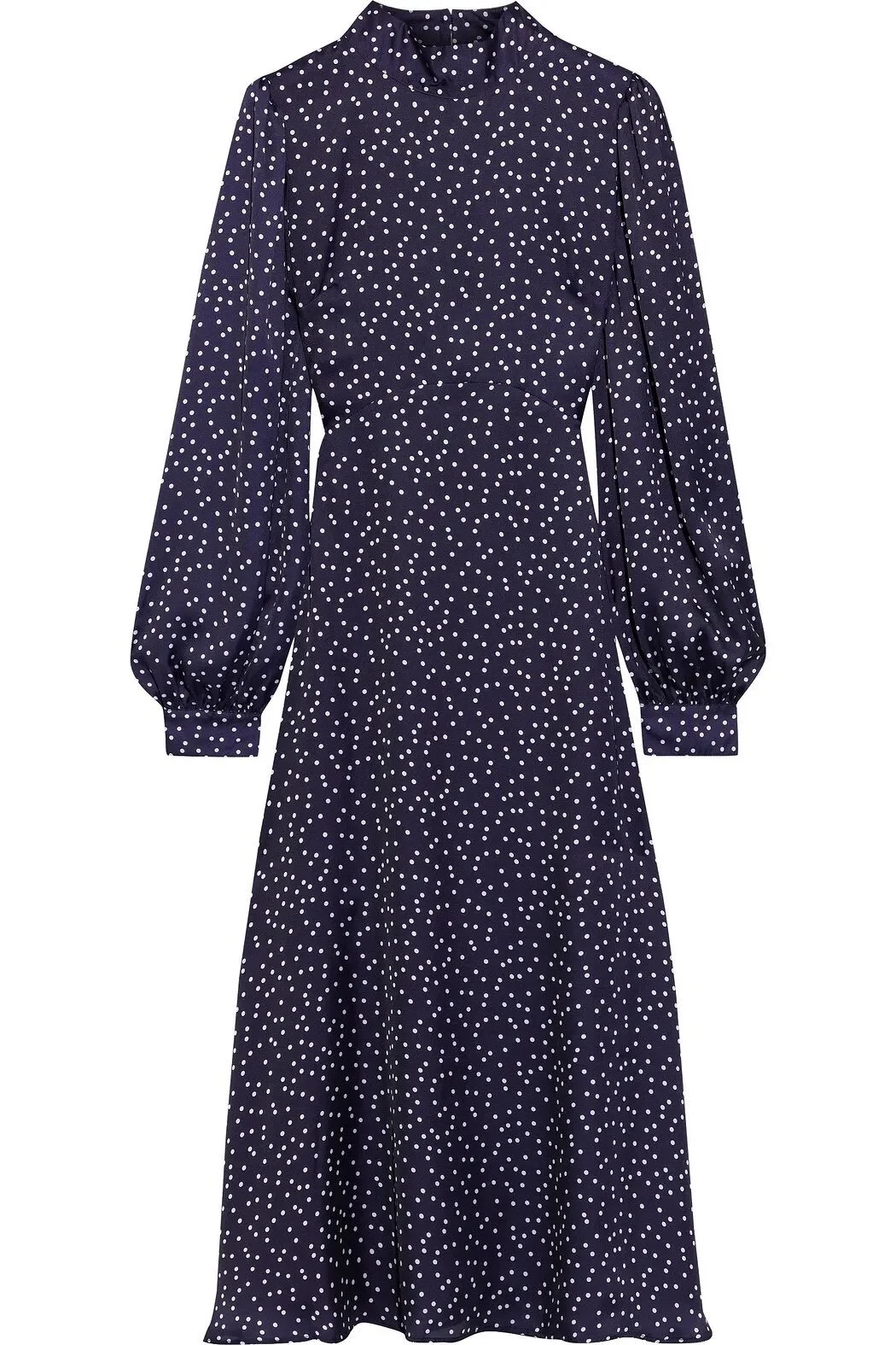 Iris &amp; Ink Alison Polka-Dot Satin Midi Dress in Navy
