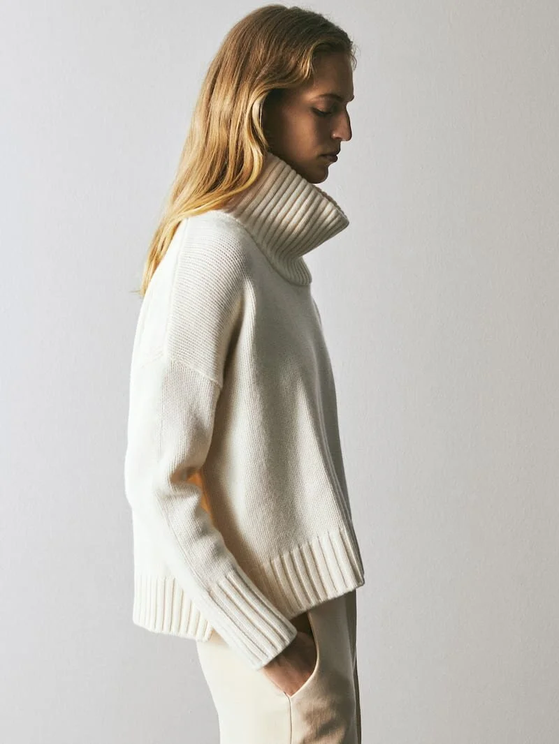 Massimo Dutti Limited Edition Wool Cashmere Sweater in White
