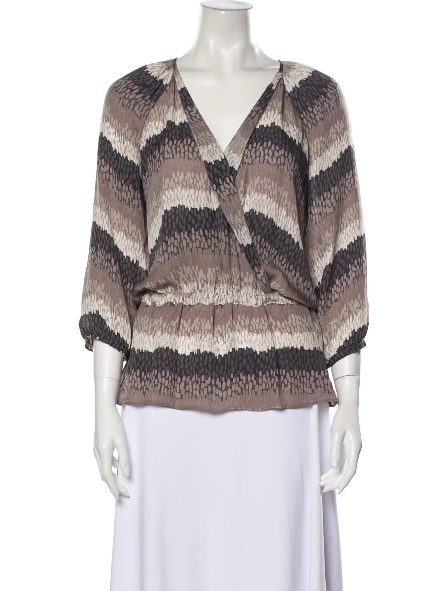 Parker Oval Print Cross Over Front Silk Top