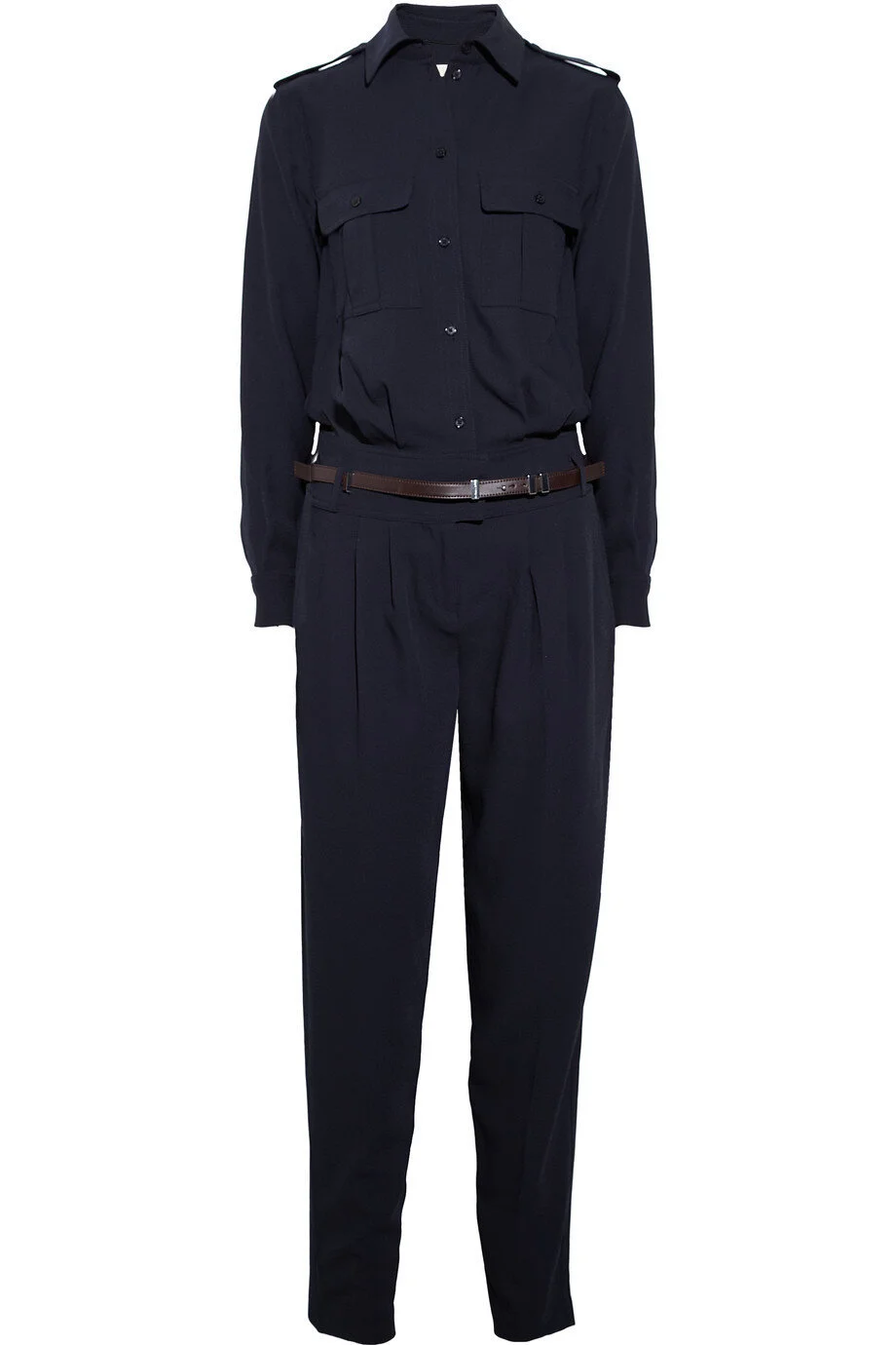Michael Kors Belted Crepe Jumpsuit in Navy