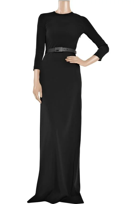 Alessandra Rich Belted Stretch-Jersey Gown in Black