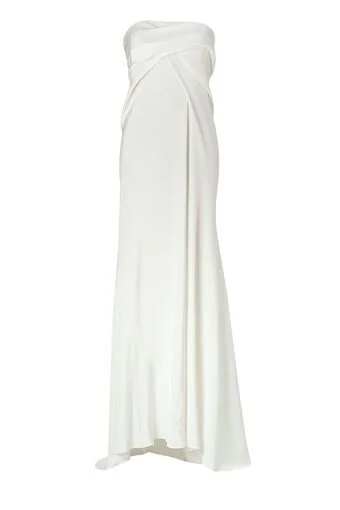 Donna Karan Gypsum Strapless Jersey Gown in White