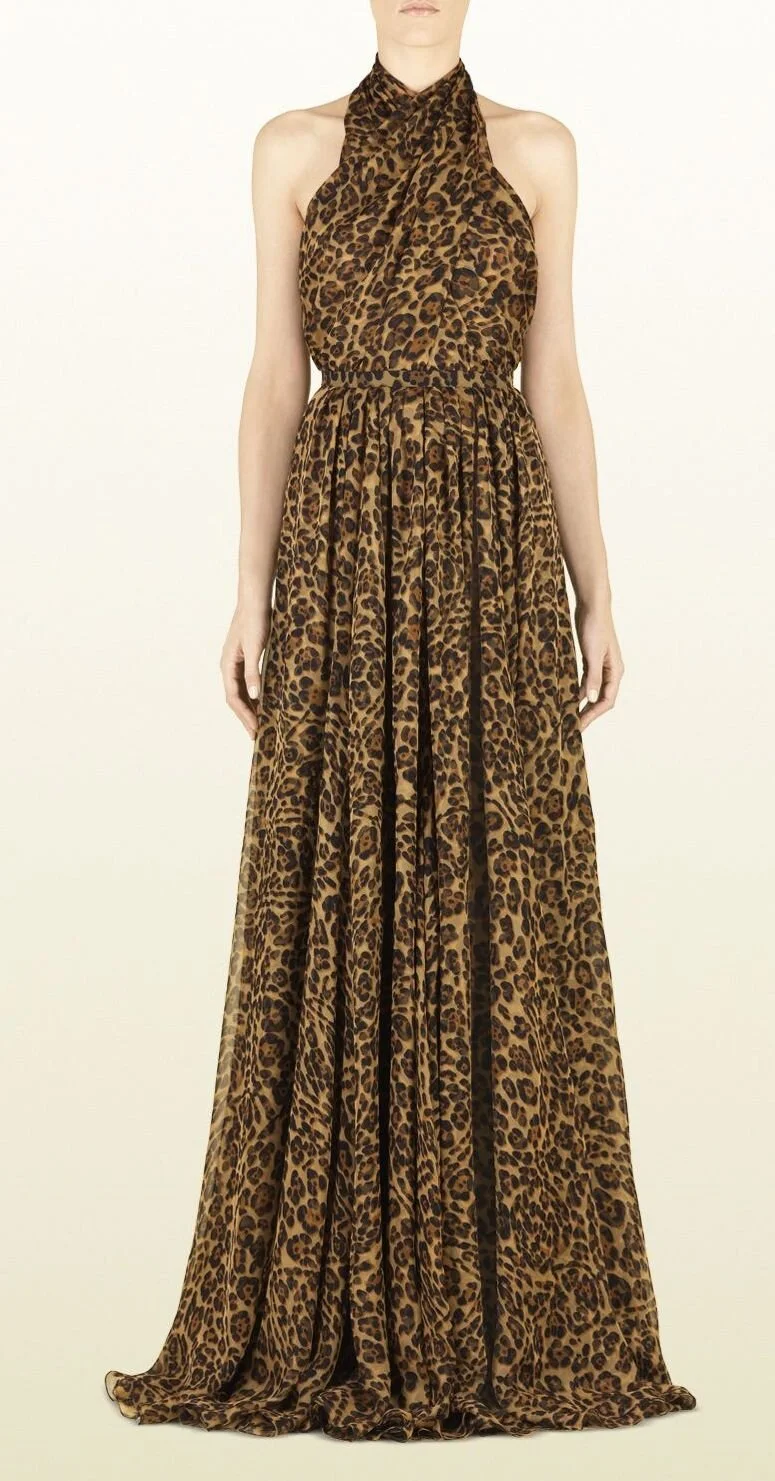Gucci Jaguar Print Silk Gown