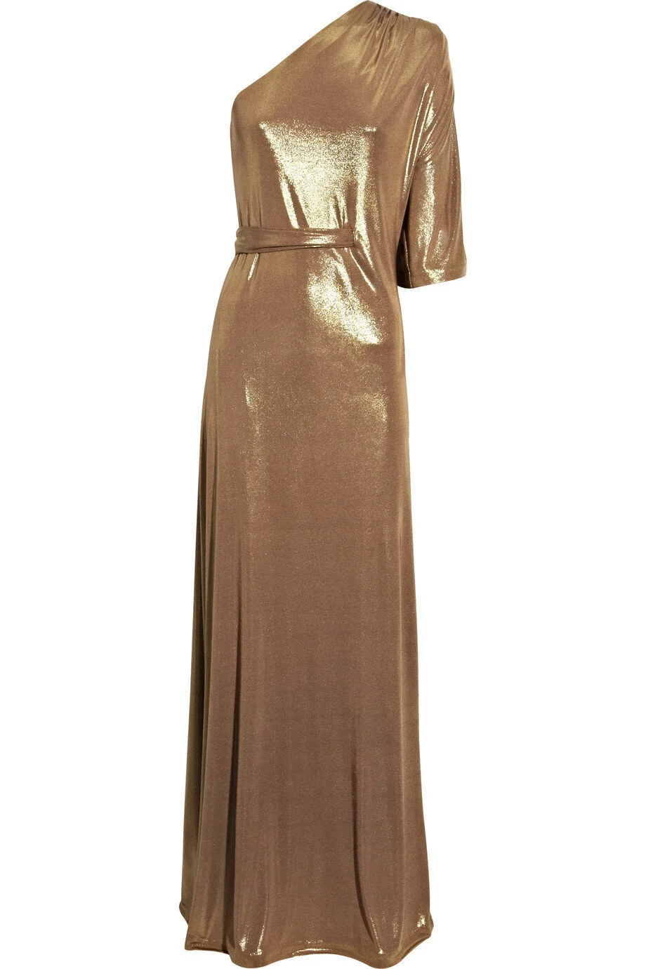 Halston Heritage Asymmetric Lamé Gown in Gold