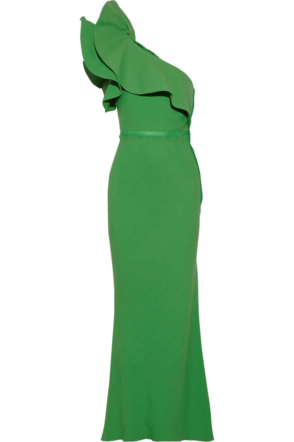 green one shoulder ruffle dress Penny One Shoulder Ruffle Dress