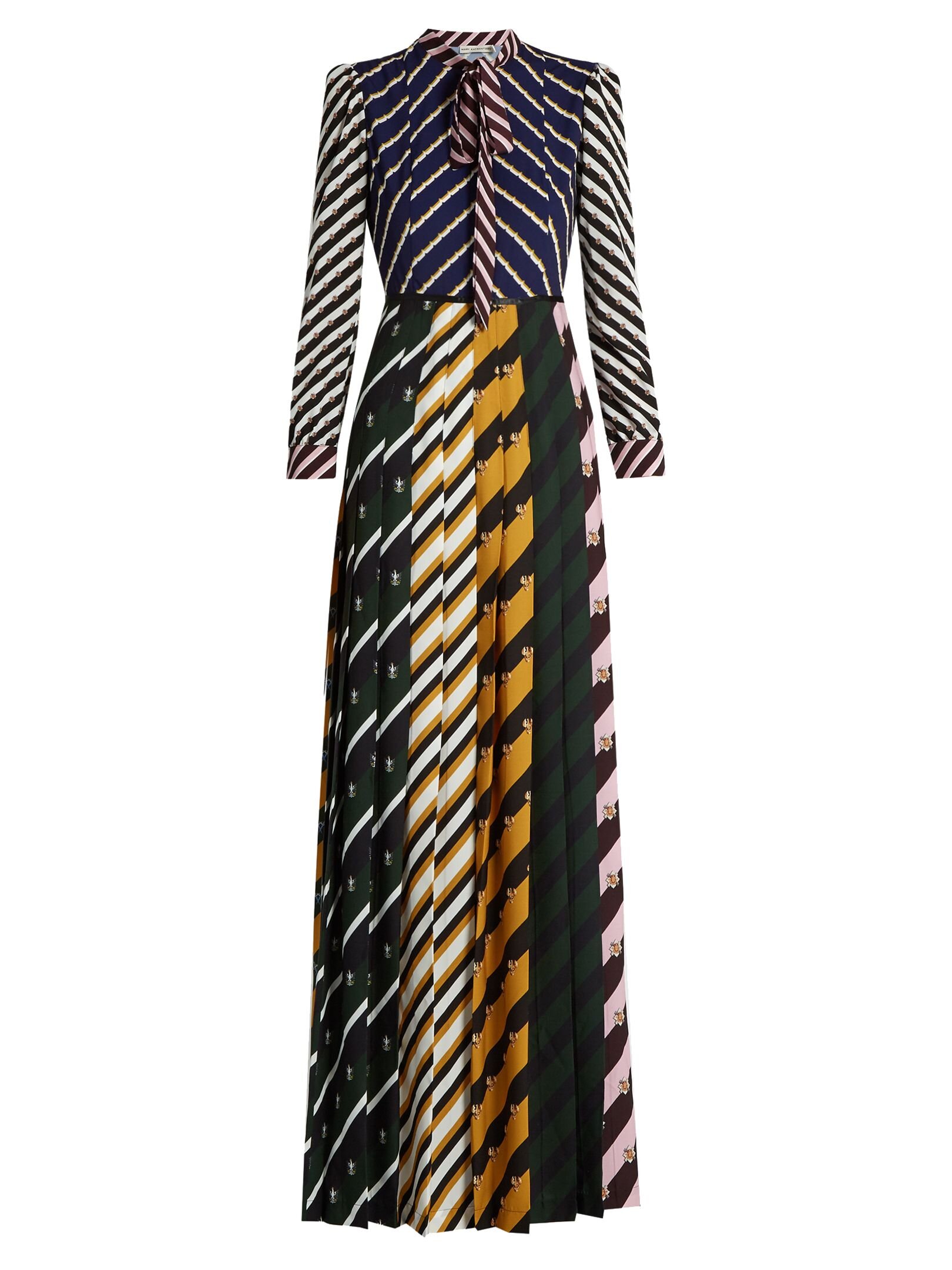 Mary Katrantzou Duritz Pussy-Bow Printed Gown in Multi — UFO No More
