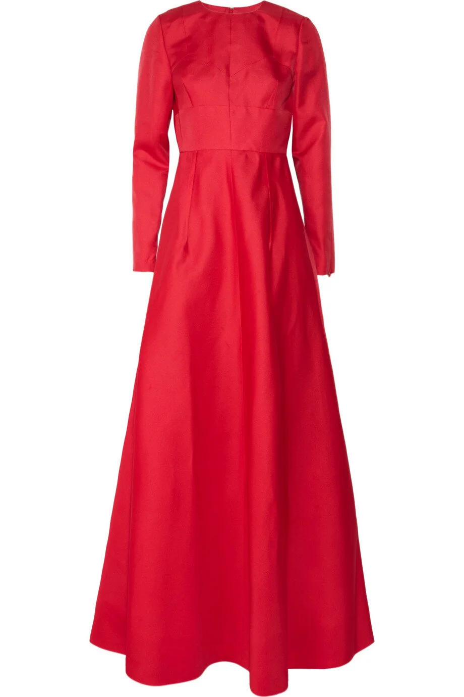 Valentino Long Sleeves Silk-gazar Gown in Tomato Red