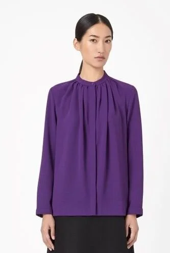 COS Gathered Neck Shirt in Purple