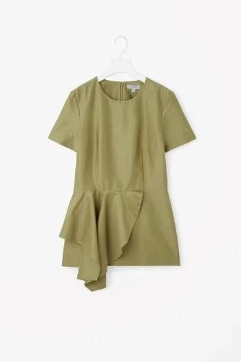 COS Waisted Drape Top in Green