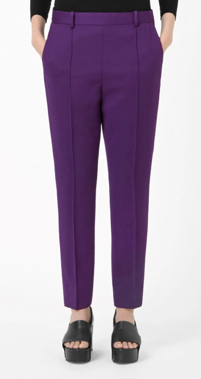 COS Press Fold Wool Trousers in Purple