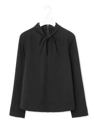 COS Draped Collar Top in Black
