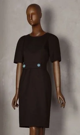 Dolce &amp; Gabbana Turquoise Embellished Belt Dress in Brown