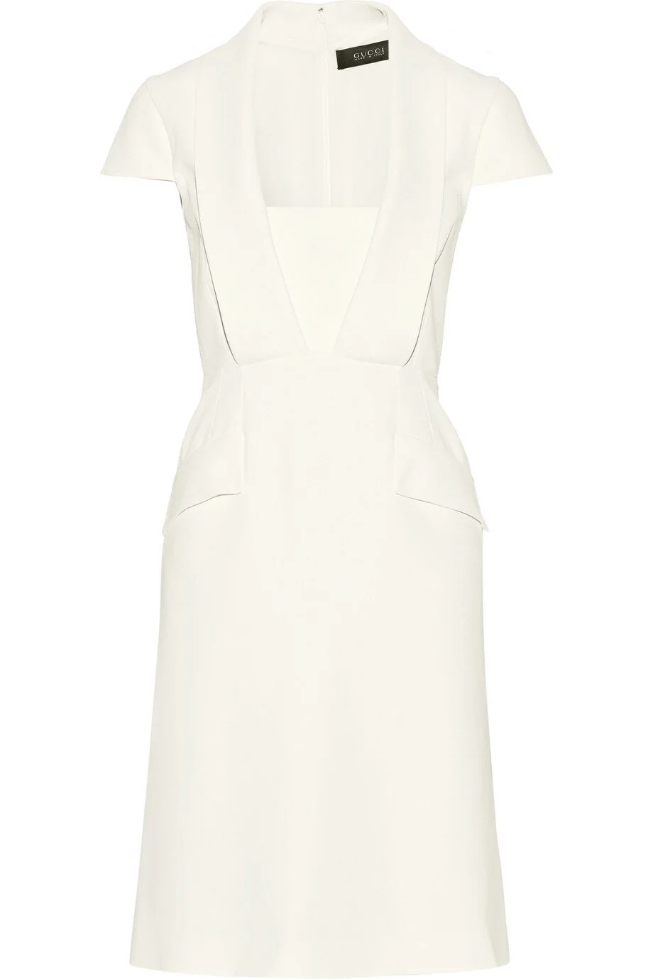 Gucci Short Sleeve Stretch-crepe Dress in Ivory