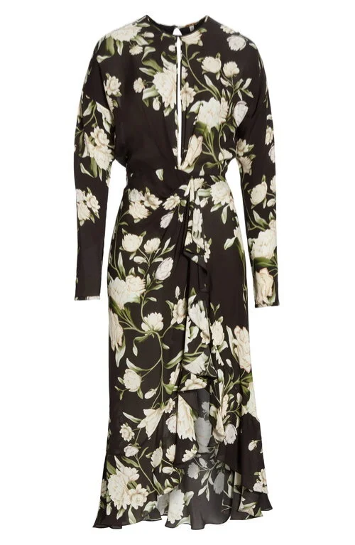 Johanna Ortiz Melodias Salvajes Floral Print Silk Dress
