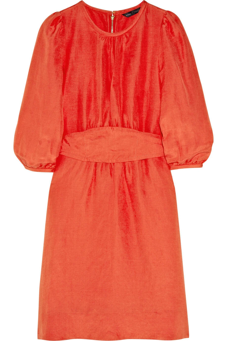 Marc by Marc Jacobs Celia Silk and Linen-blend Dress in Tomato Red