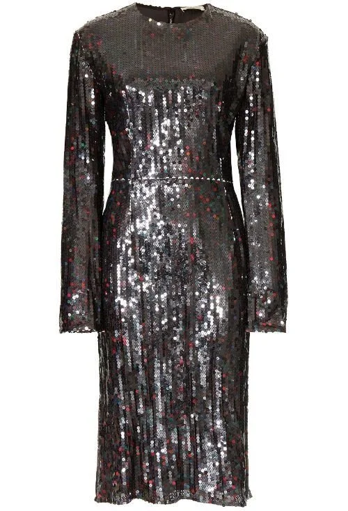 Nina Ricci Long Sleeve Sequin Midi Dress