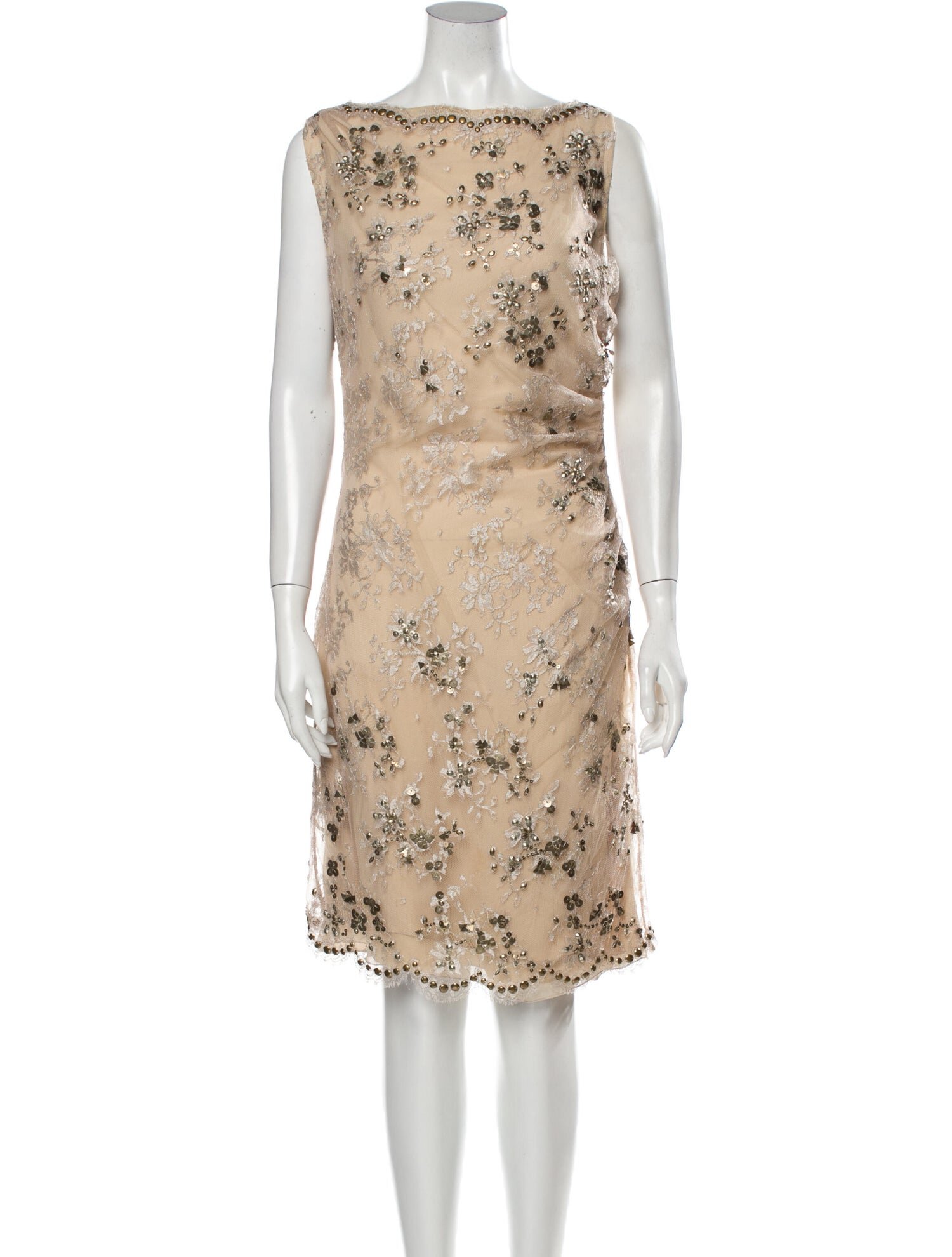 Valentino Sequin Embellished Sleeveless Dress in Neutral