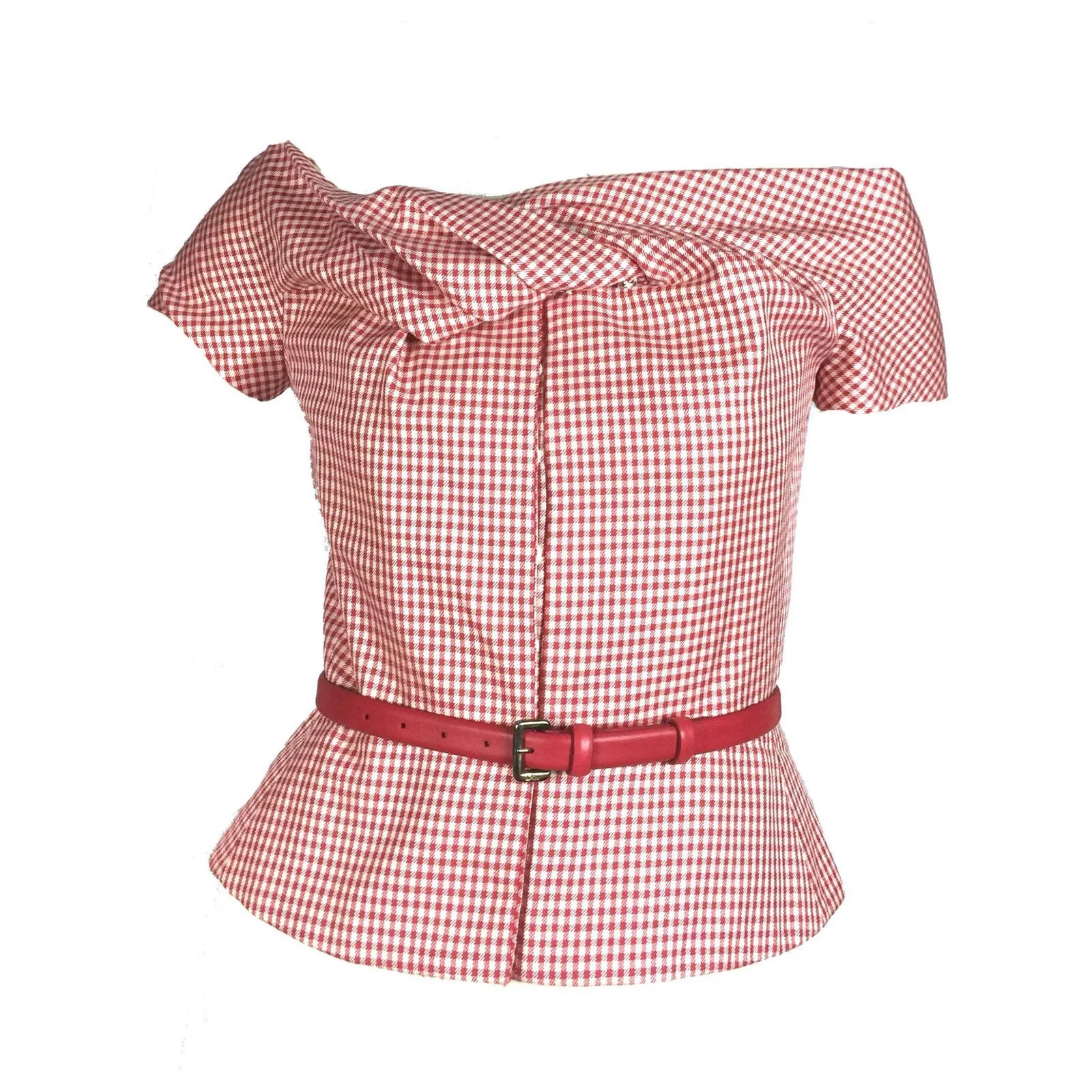 Christian Dior Gingham Short Sleeve Top in Red