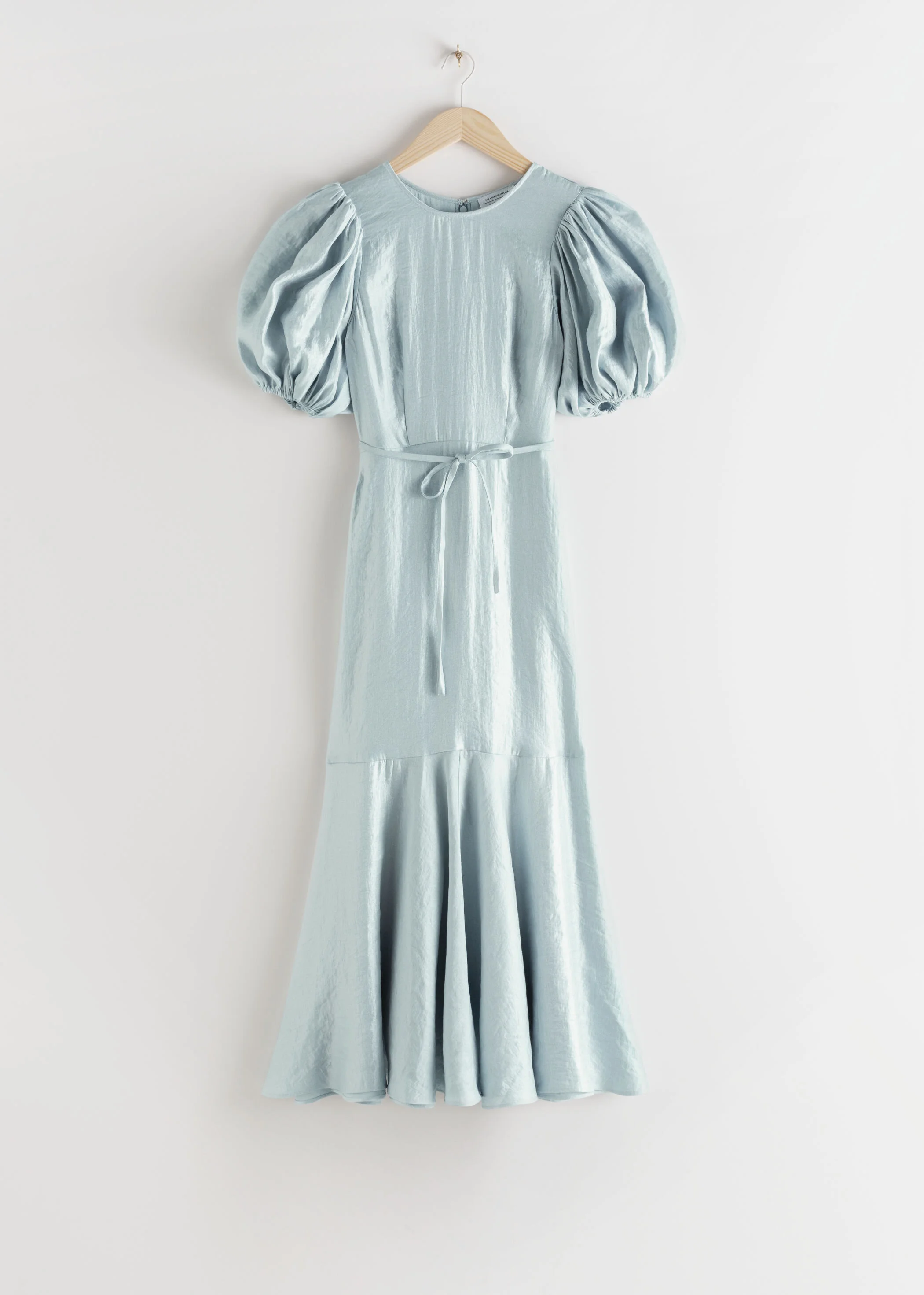 & Other Stories Crepe Puff Sleeve Midi Dress in Metallic