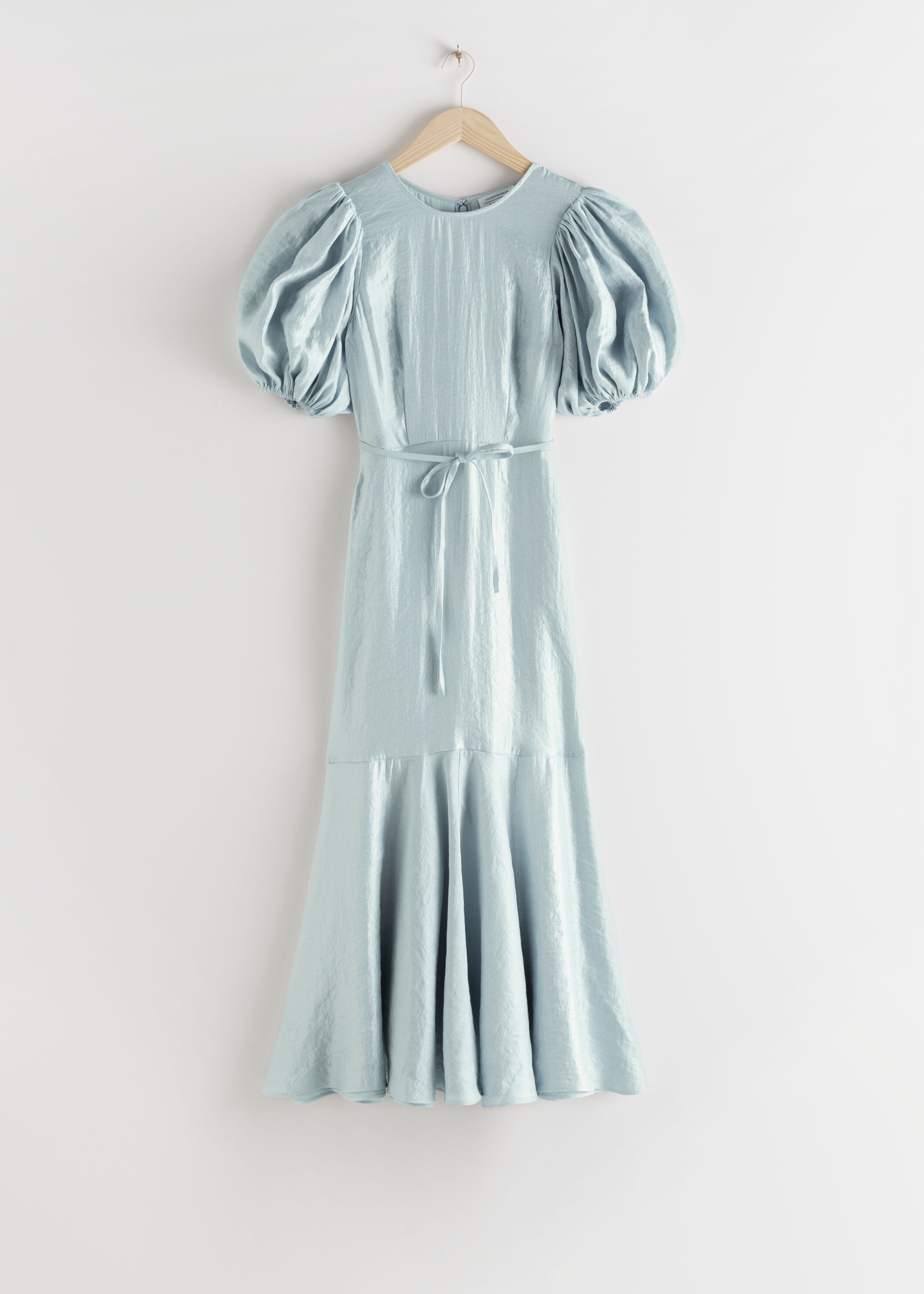 & Other Stories Crepe Puff Sleeve Midi Dress in Metallic — UFO No More