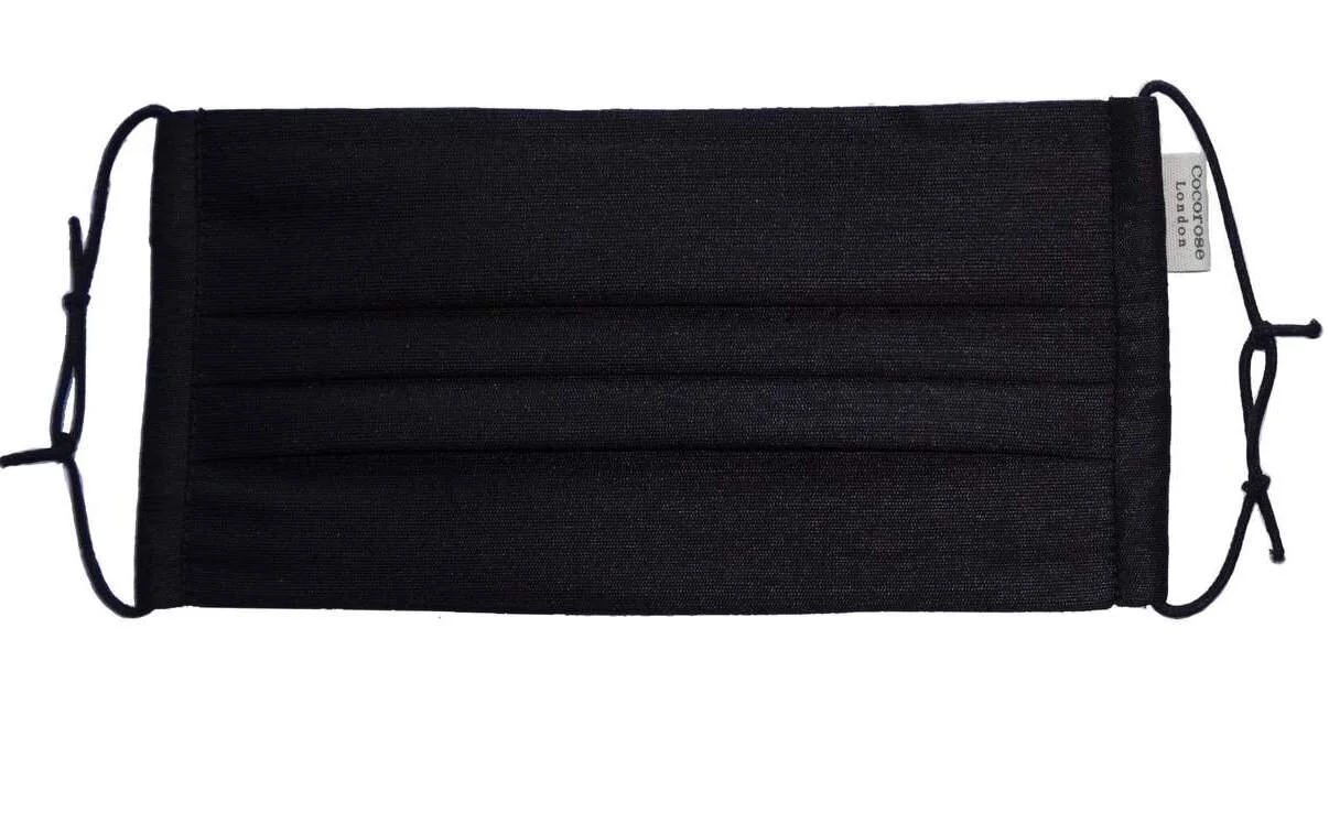 Cocorose London Pleated Silk Face Mask in Black