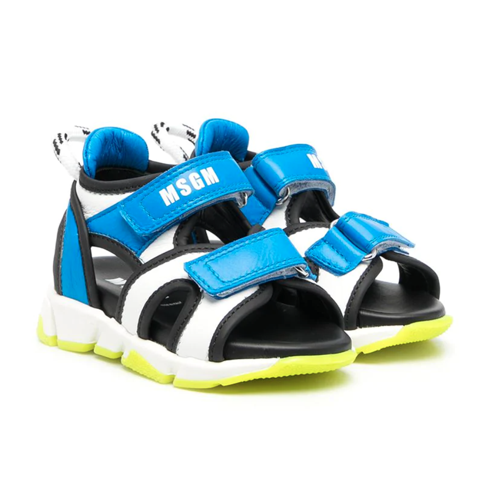 MSGM Kids Chunky Logo-Print Sandals in Yellow/White
