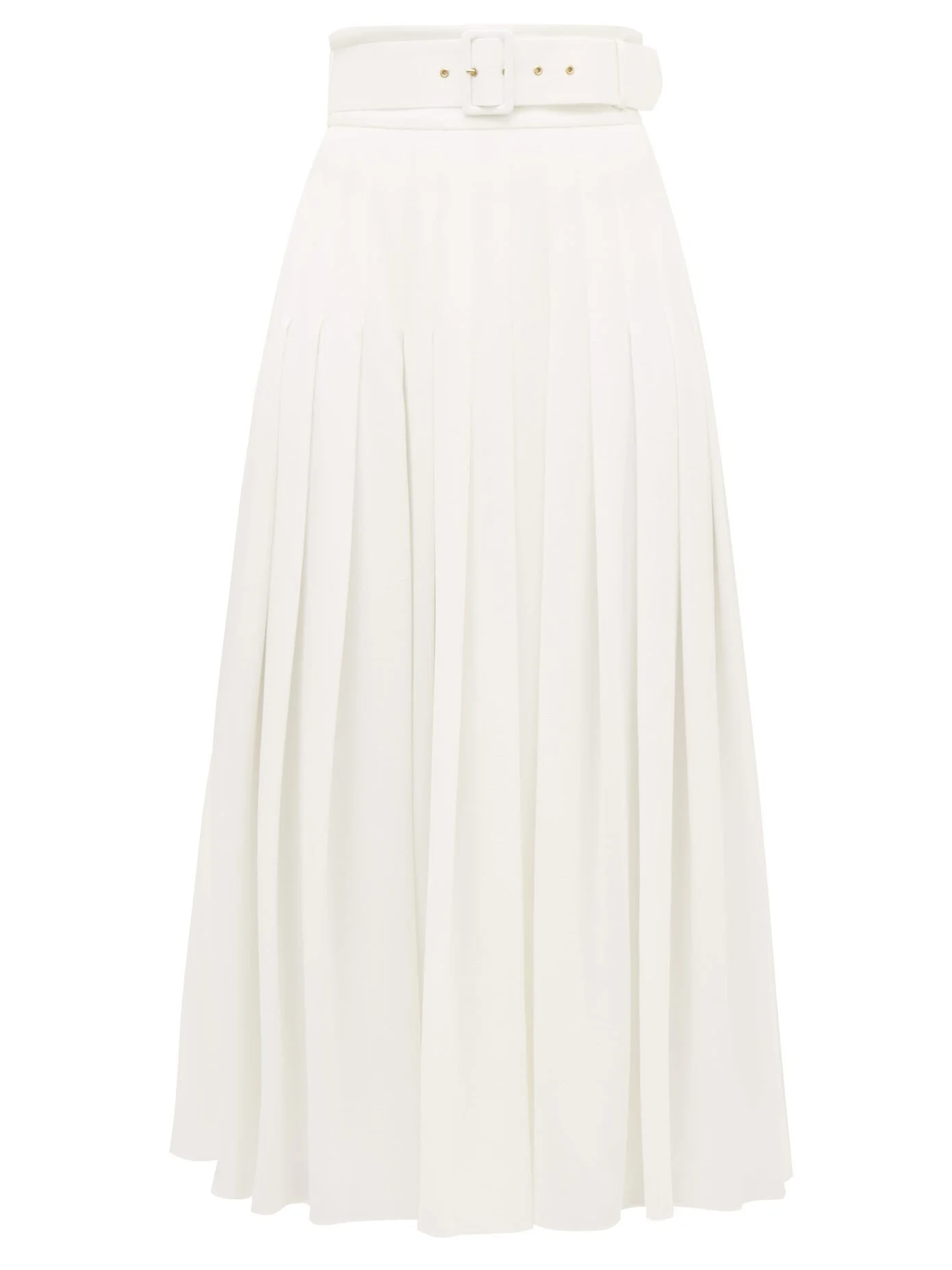 Emilia Wickstead Pris Pleated Midi Skirt in White