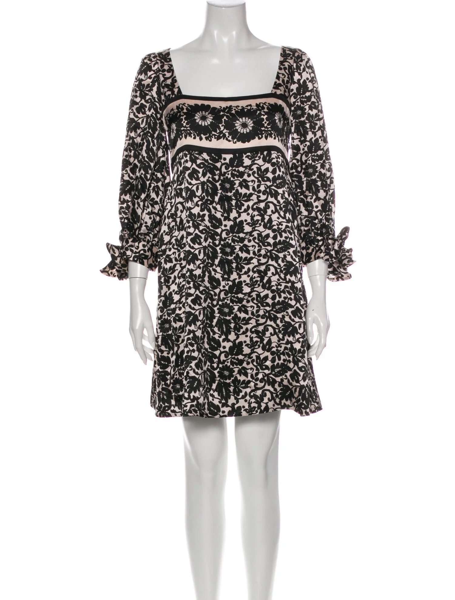 Diane von Furstenberg Silk Floral Shift Dress in Black