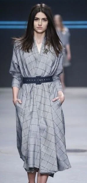 Spijkers en Spijkers Circle Dress in Grey Check 