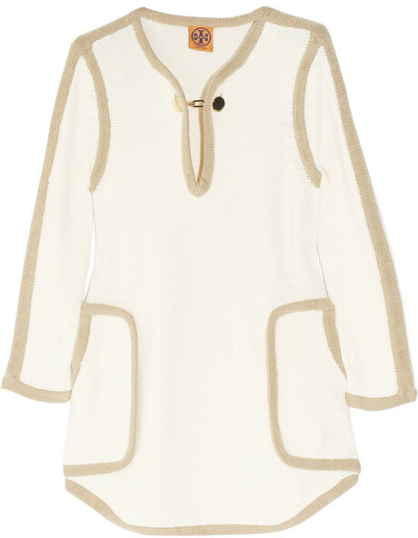 Tory Burch Flor Knitted Cotton-blend Tunic in Cream — UFO No More
