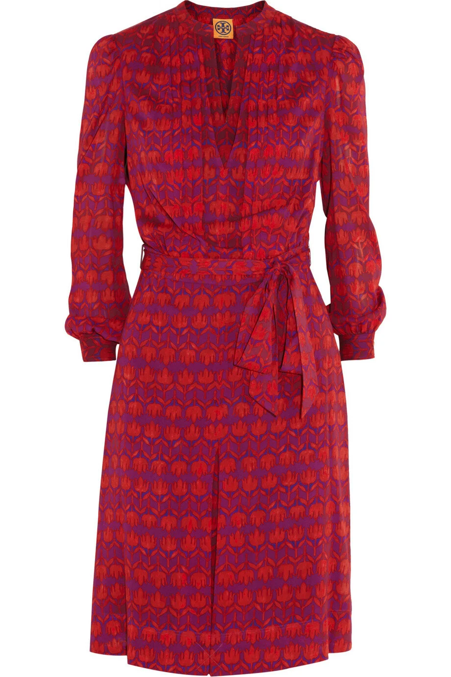 Tory Burch Judi Printed Stretch-silk Dress in Claret