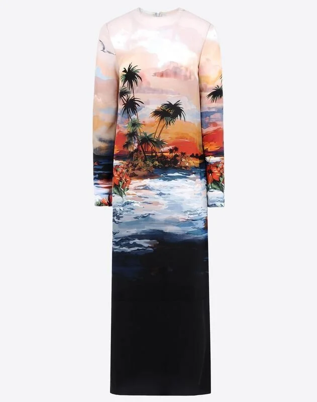Valentino Hawaiian Long Sleeve Dress