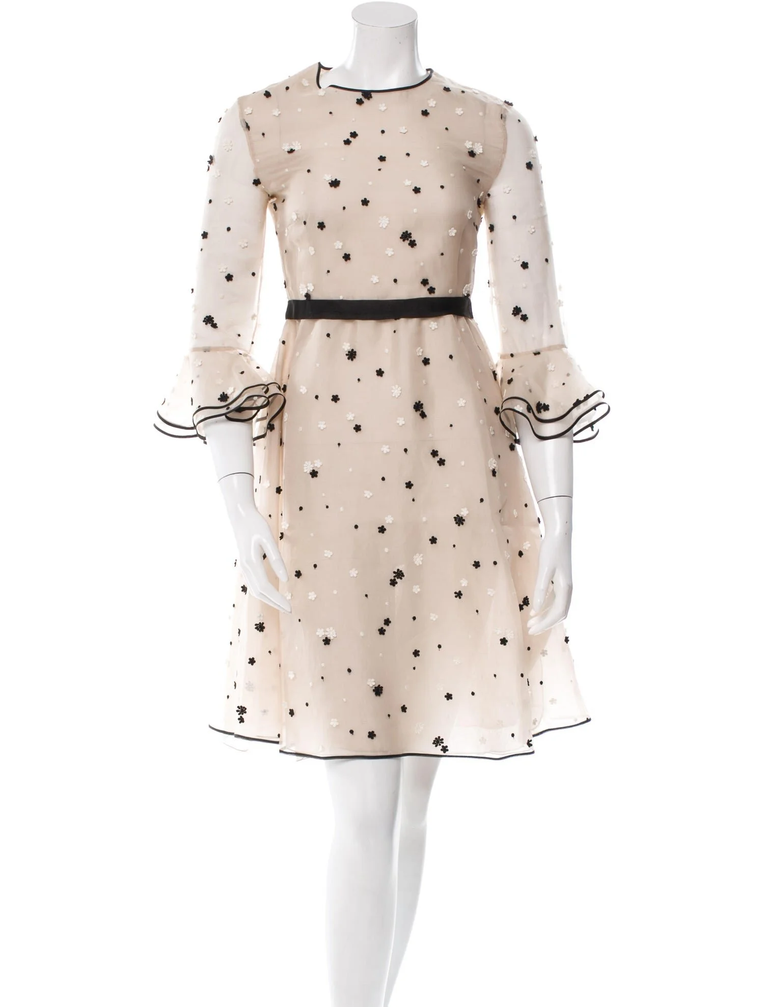 Valentino Floral Sheer Dress in Taupe