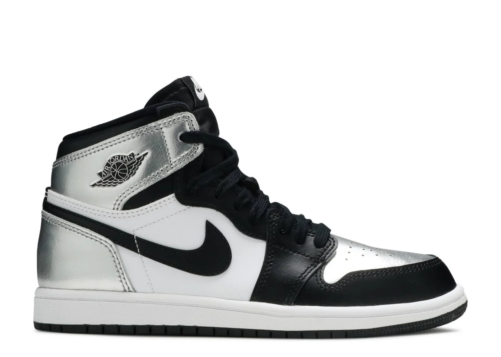 Nike Air Jordan 1 Retro High OG Sneakers in White/Black/Silver
