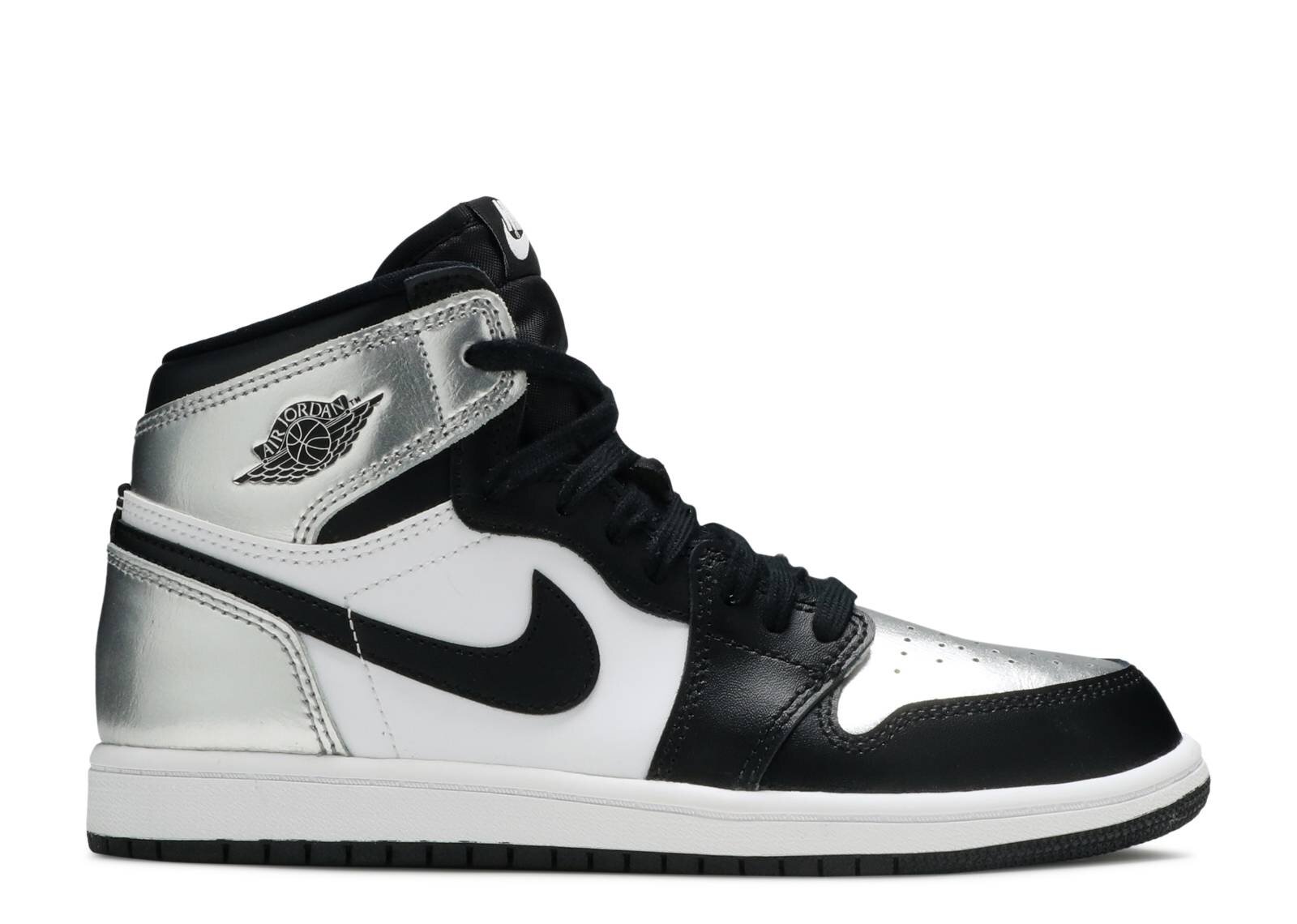 black and white and silver jordan 1