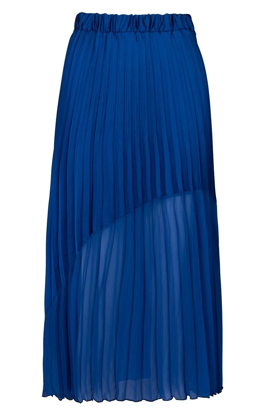 Hope Fashion The Contrast Hem Pleated Skirt in Cobalt