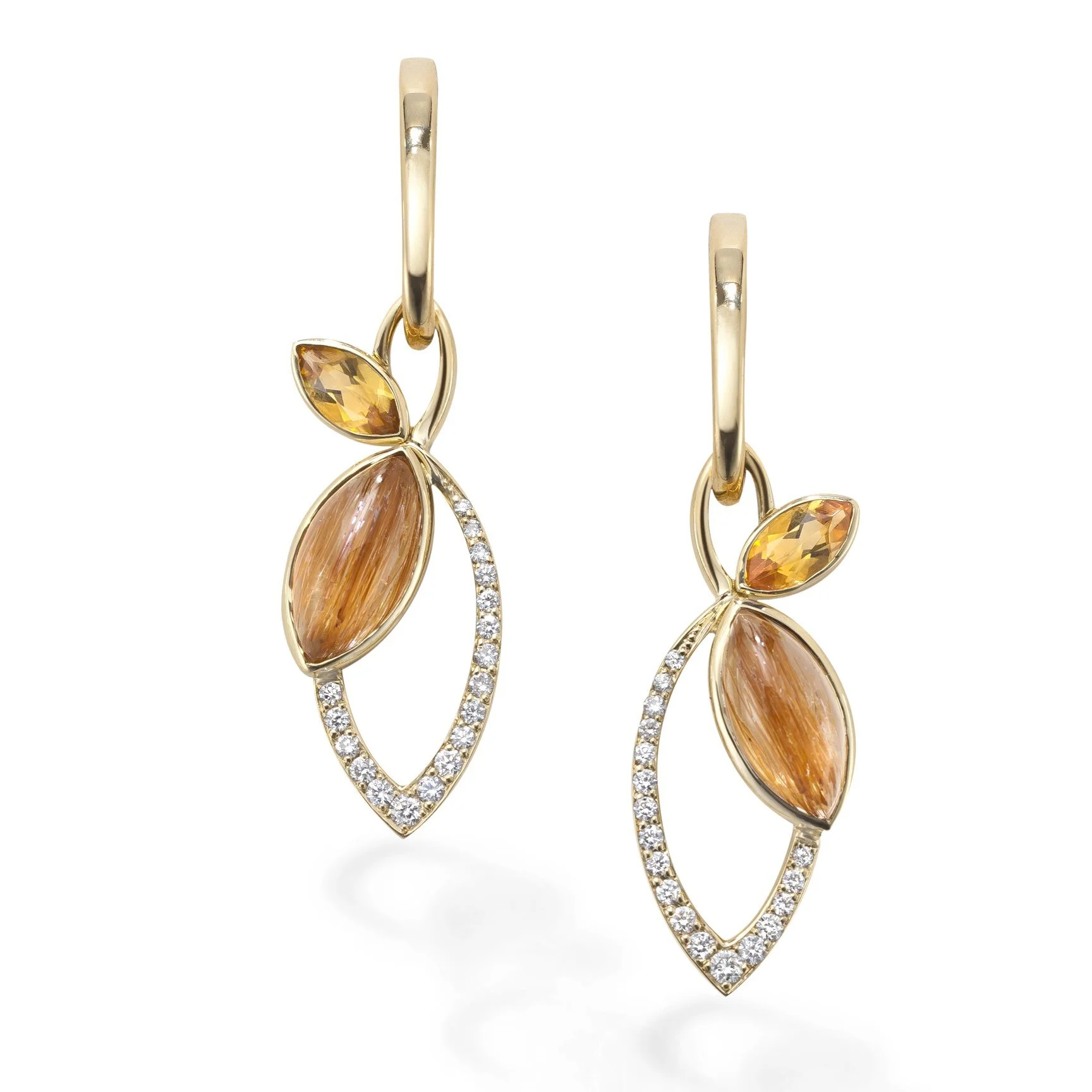Hamilton & Inches Flora Drop Earrings in 18ct Yellow Gold