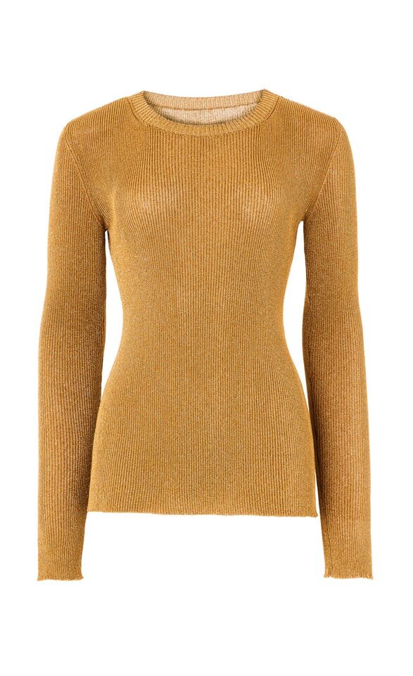 Temperley London Cordial Sleeved Knit Top in Gold — UFO No More
