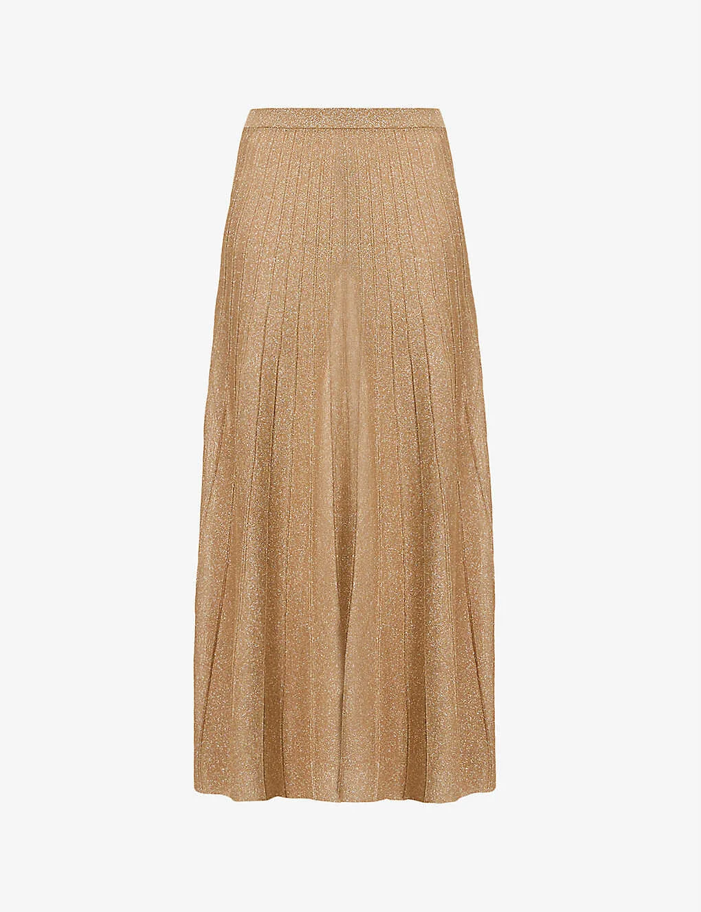 Joseph Metallic Knitted Midi Skirt in Champagne