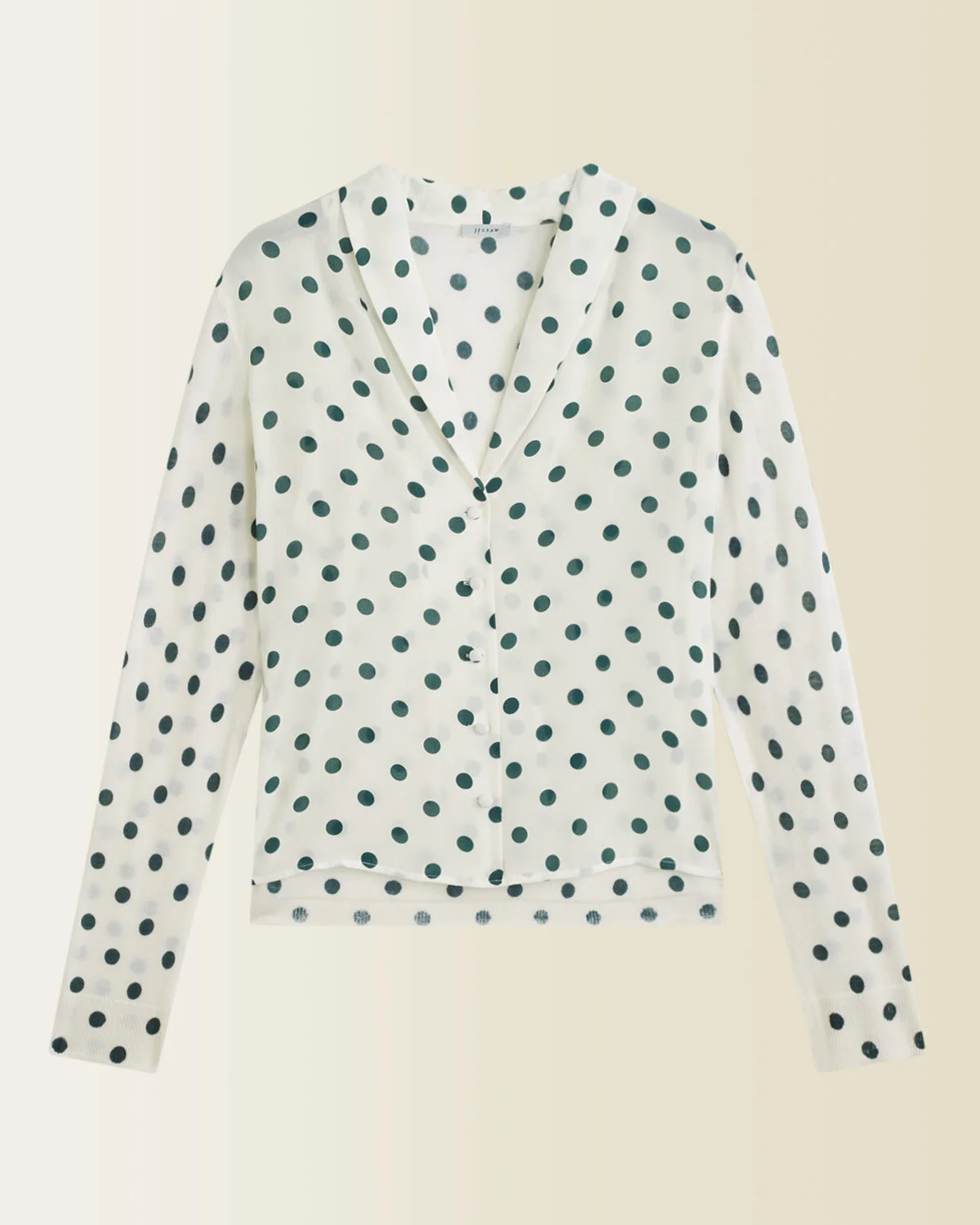 Jigsaw Silk Spot Print Cardigan in Ivory