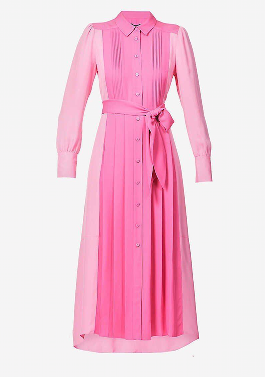 pink silk shirt dress